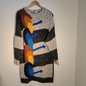 amazing vintage slouchy sweater dress 1980s mister leonard graphic oversized